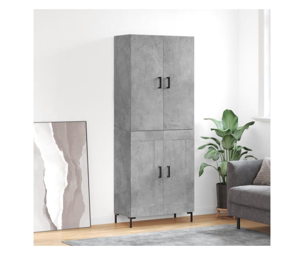 Visoka komoda betonsko siva 69,5x34x180 cm inženirski les - 2