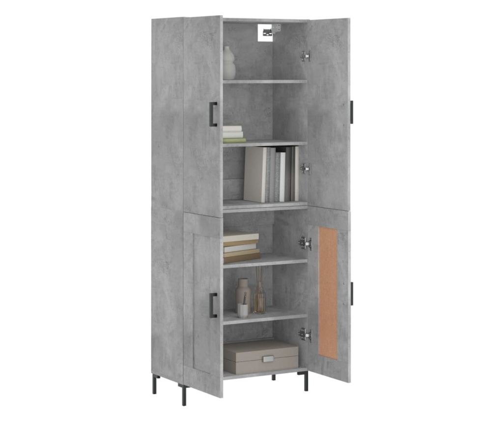 Visoka komoda betonsko siva 69,5x34x180 cm inženirski les - 3