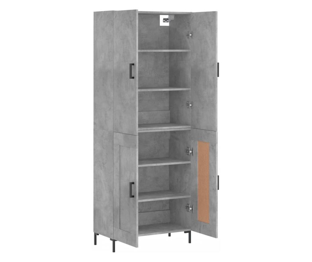 Visoka komoda betonsko siva 69,5x34x180 cm inženirski les - 4