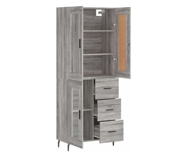 Висок шкаф, сив сонома, 69,5x34x180 см, инженерно дърво