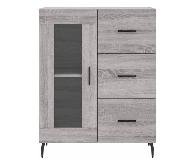 Висок шкаф, сив сонома, 69,5x34x180 см, инженерно дърво