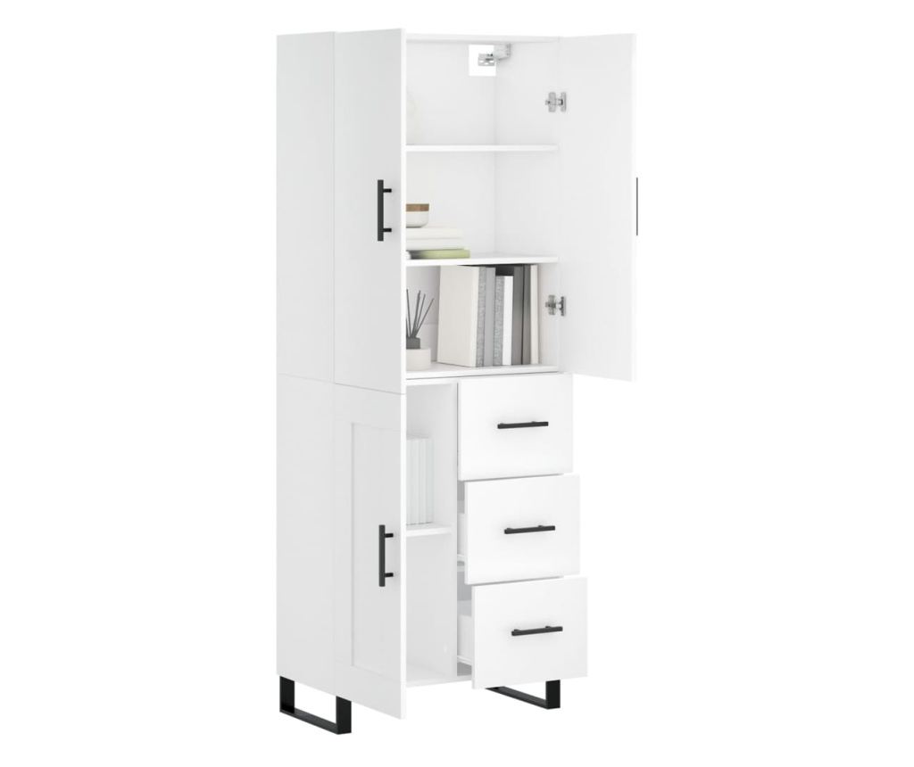 Visoka omara bela 69,5x34x180 cm inženirski les - 3