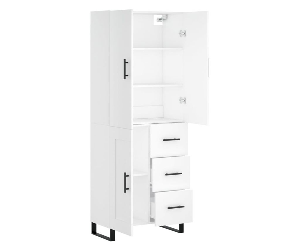 Visoka omara bela 69,5x34x180 cm inženirski les - 4