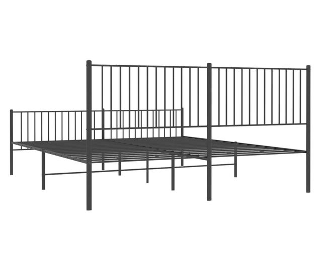 Метална рамка за легло с табла/крака, черна, 200х200 см - Vivre