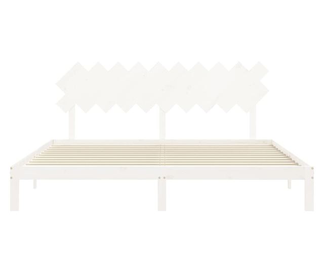 Рамка за легло с табла, бяла, 200x200 см, масивно дърво