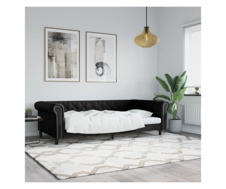 Cadru de pat, negru, 100x200 cm, piele ecologică