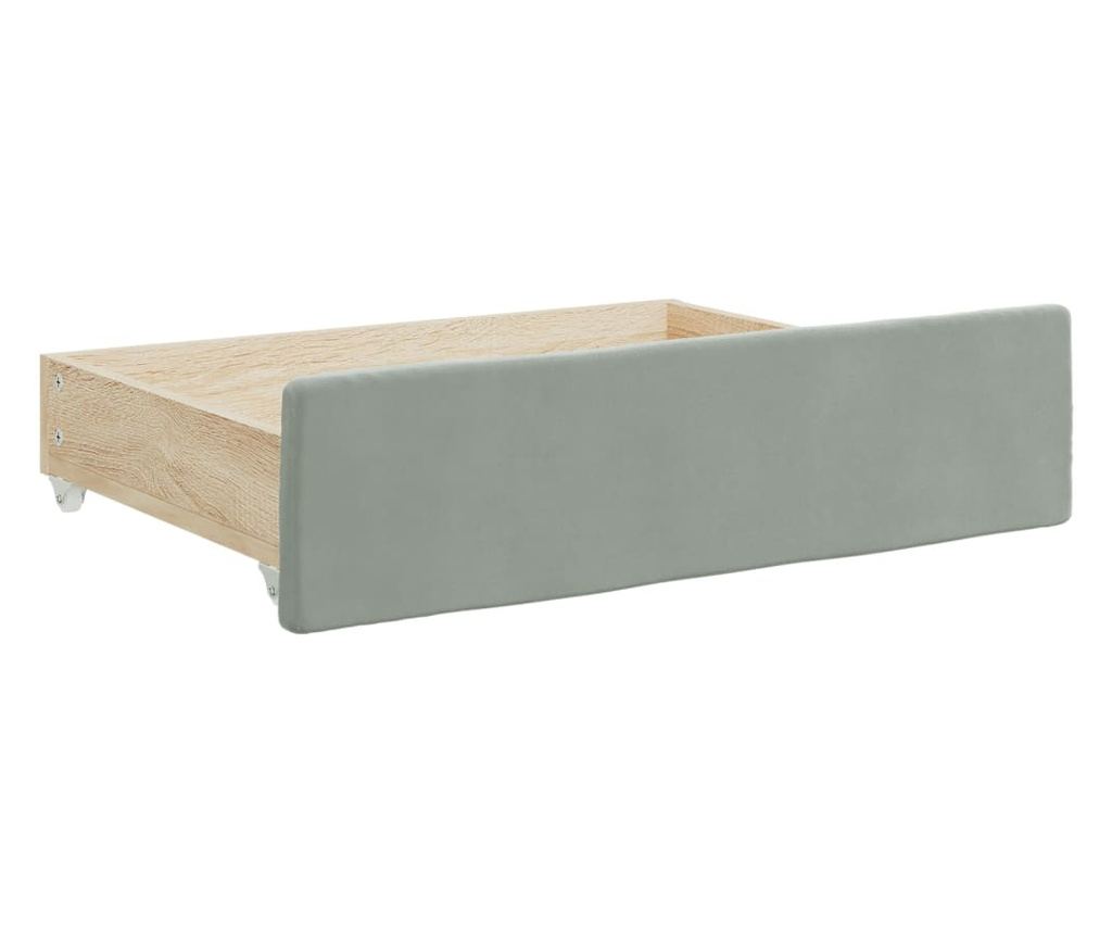 Daybed με επέκταση και συρτάρια, ανοιχτό γκρι 80x200 εκ. βελούδο - 6