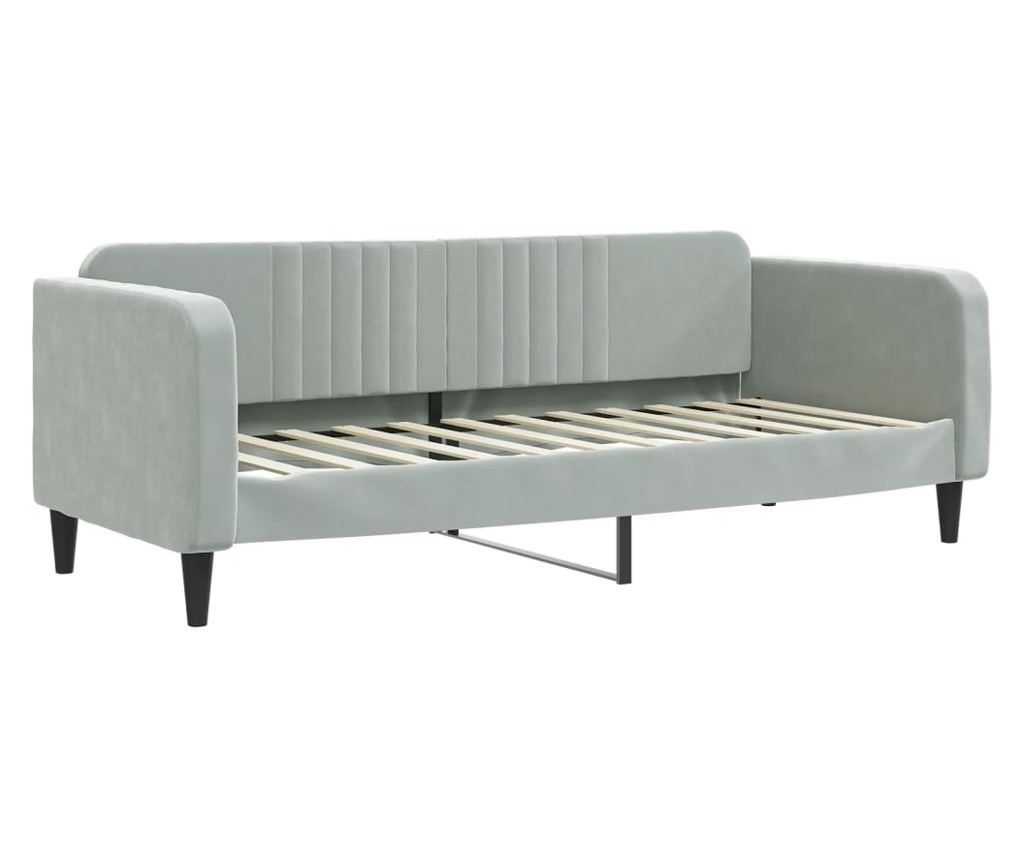 Daybed με επέκταση και συρτάρια, ανοιχτό γκρι 80x200 εκ. βελούδο - 4