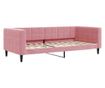 Daybed με επέκταση και στρώμα, ροζ, 90x200 εκ., βελούδο thumbnail 4