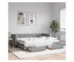 Daybed με επέκταση και συρτάρια, ανοιχτό γκρι, 80x200 εκ. ύφασμα thumbnail 1
