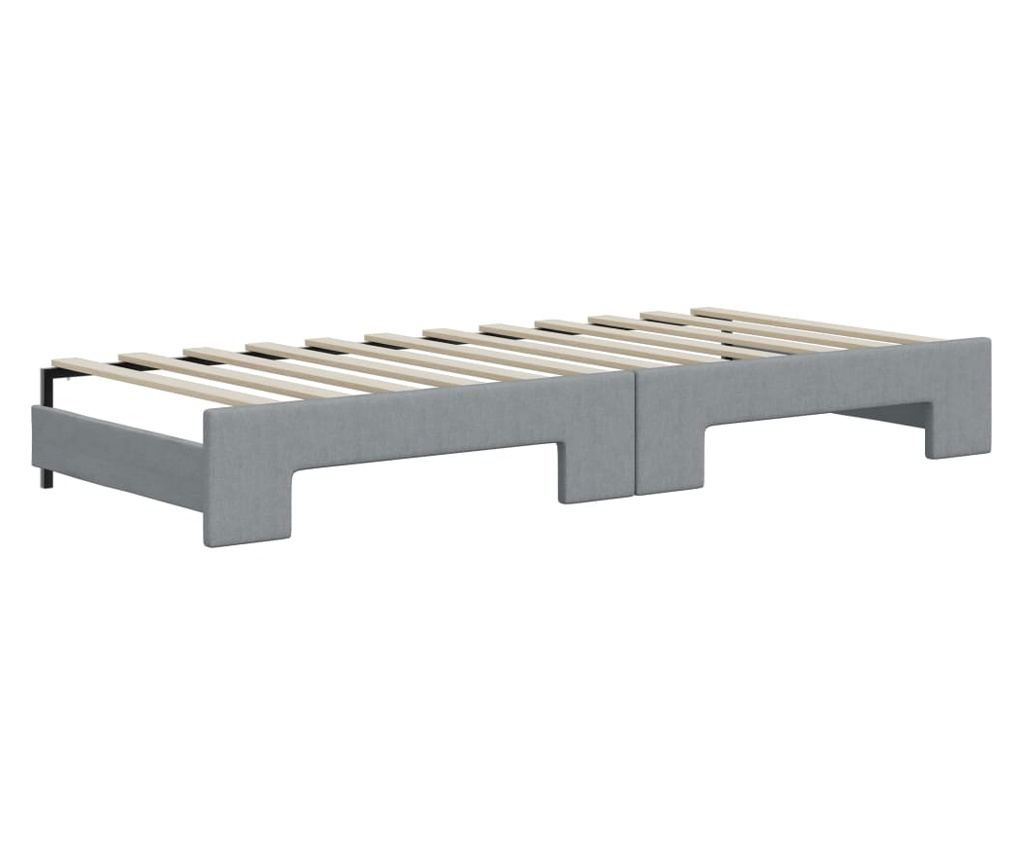 Daybed με επέκταση και συρτάρια, ανοιχτό γκρι, 80x200 εκ. ύφασμα - 8