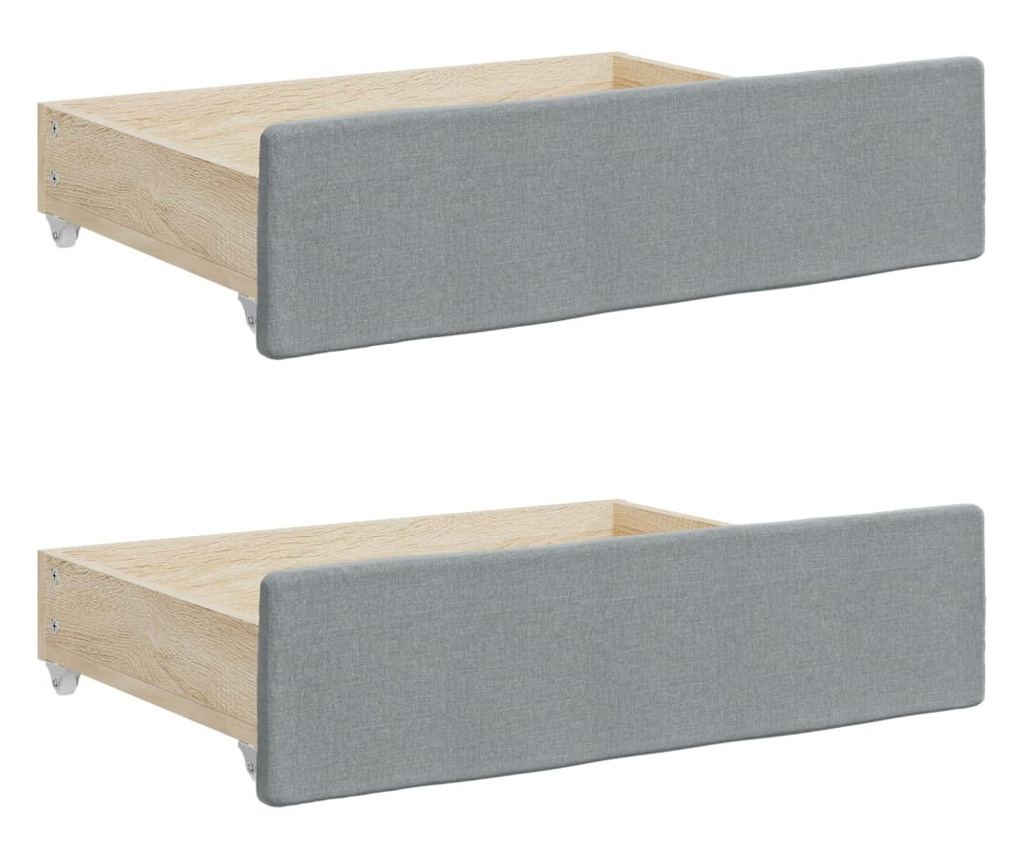 Daybed με επέκταση και συρτάρια, ανοιχτό γκρι, 80x200 εκ. ύφασμα - 9
