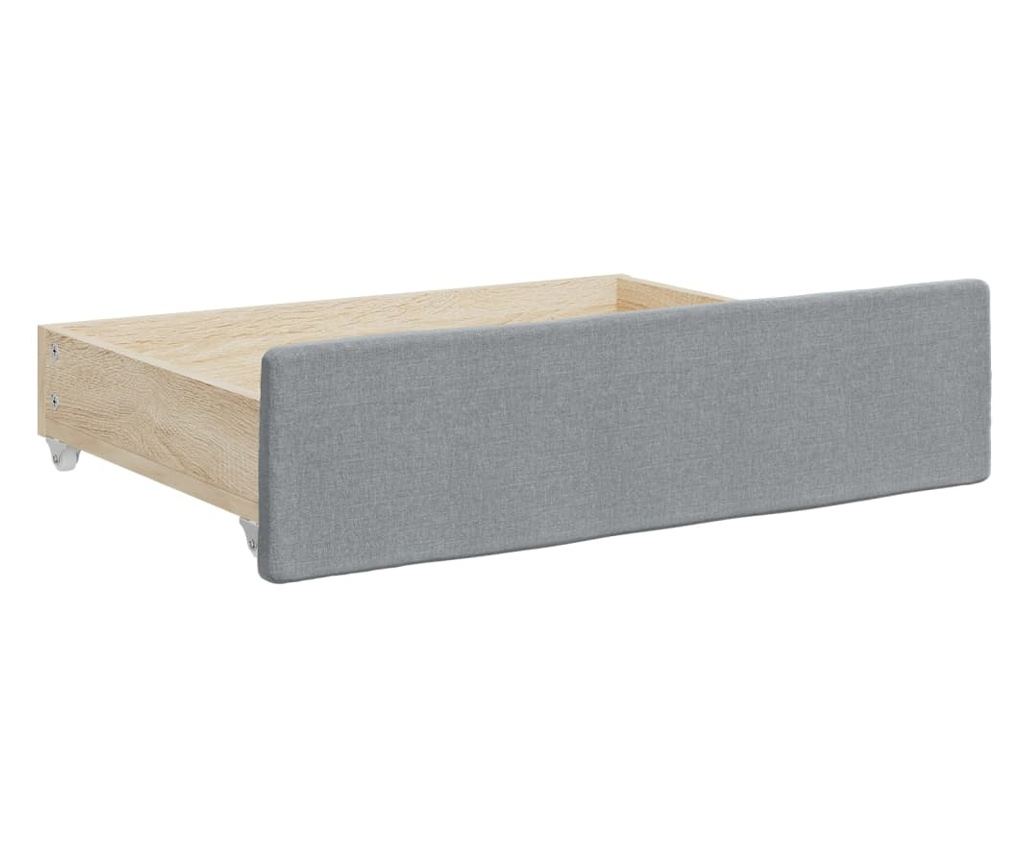 Daybed με επέκταση και συρτάρια, ανοιχτό γκρι, 80x200 εκ. ύφασμα - 10