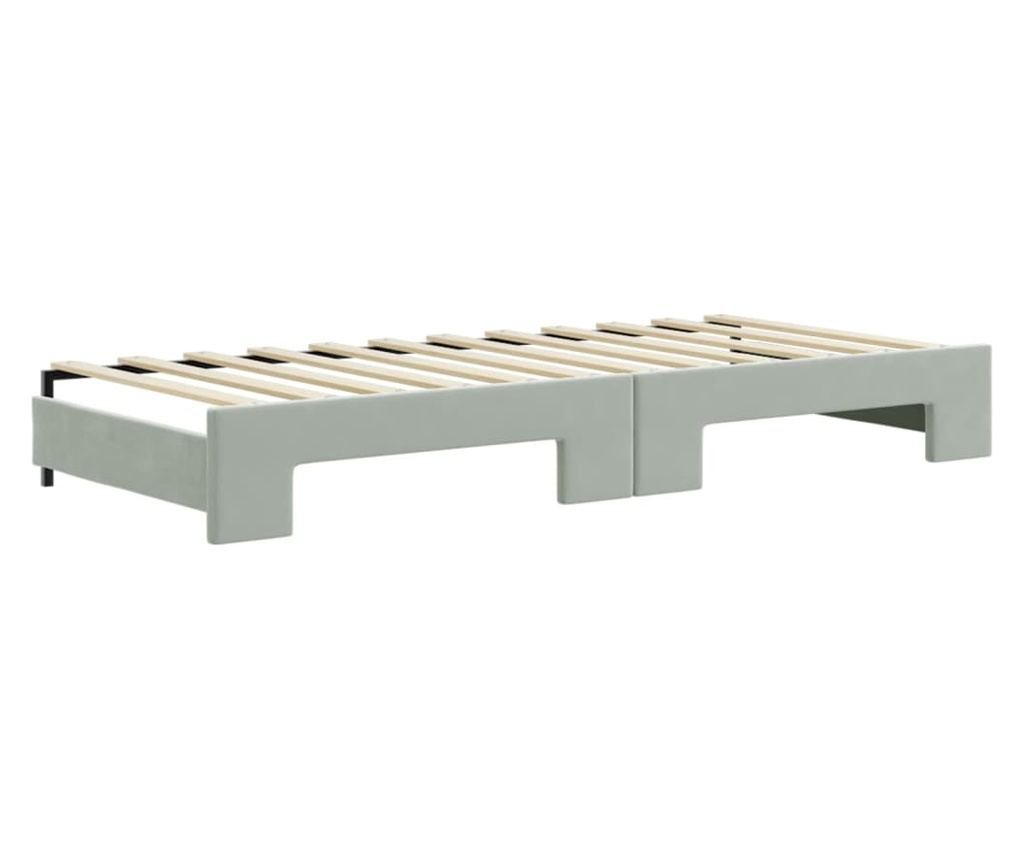 Daybed με επέκταση και συρτάρια, ανοιχτό γκρι 80x200 εκ. βελούδο - 5