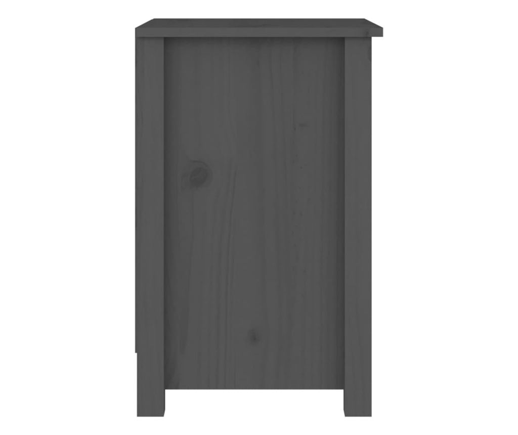 κομοδίνο, γκρι, 40x35x55 εκ., μασίφ ξύλο πεύκου - 4