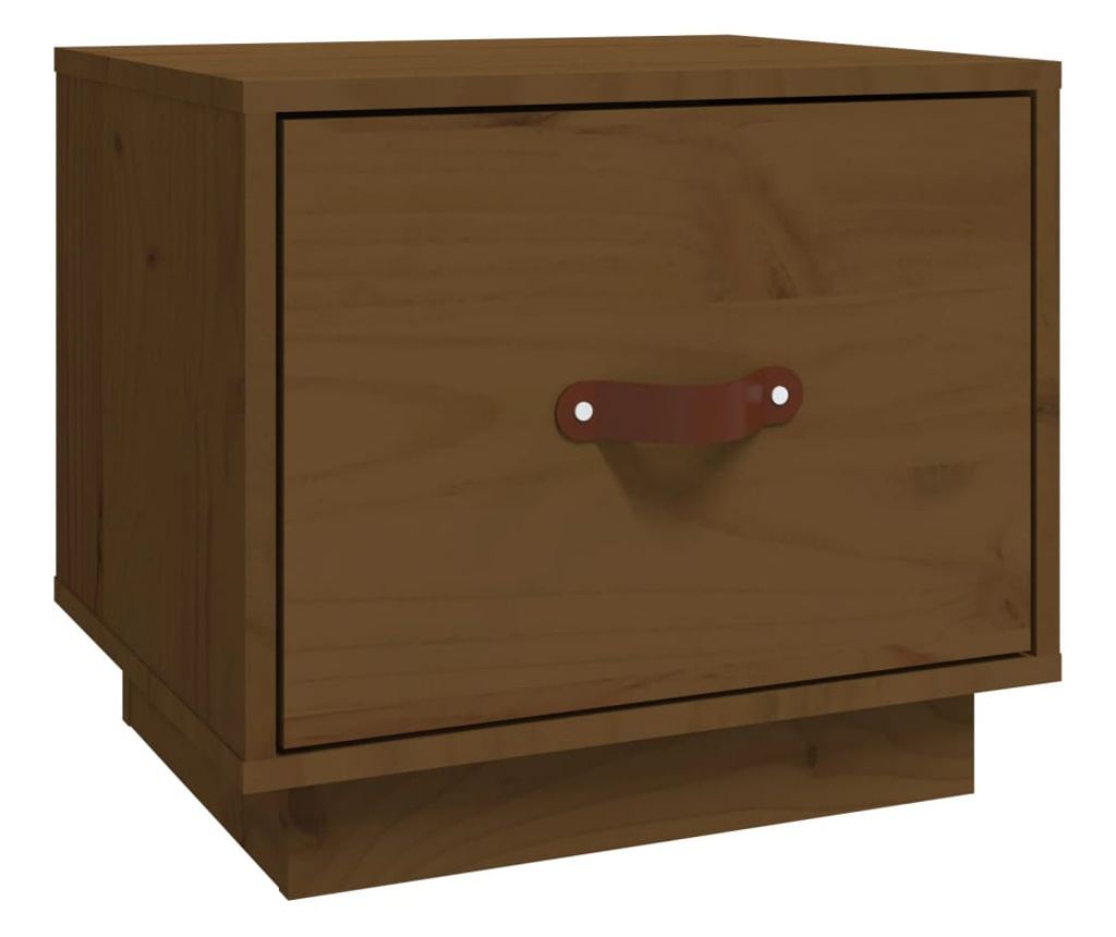 Κομοδίνο, Honey Brown, 40x34x35 εκ., Μασίφ Ξύλο Πεύκου - 2