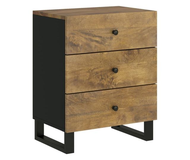 Nightstand, 50x33x62 cm, Solid Mango Wood and Engineered Wood