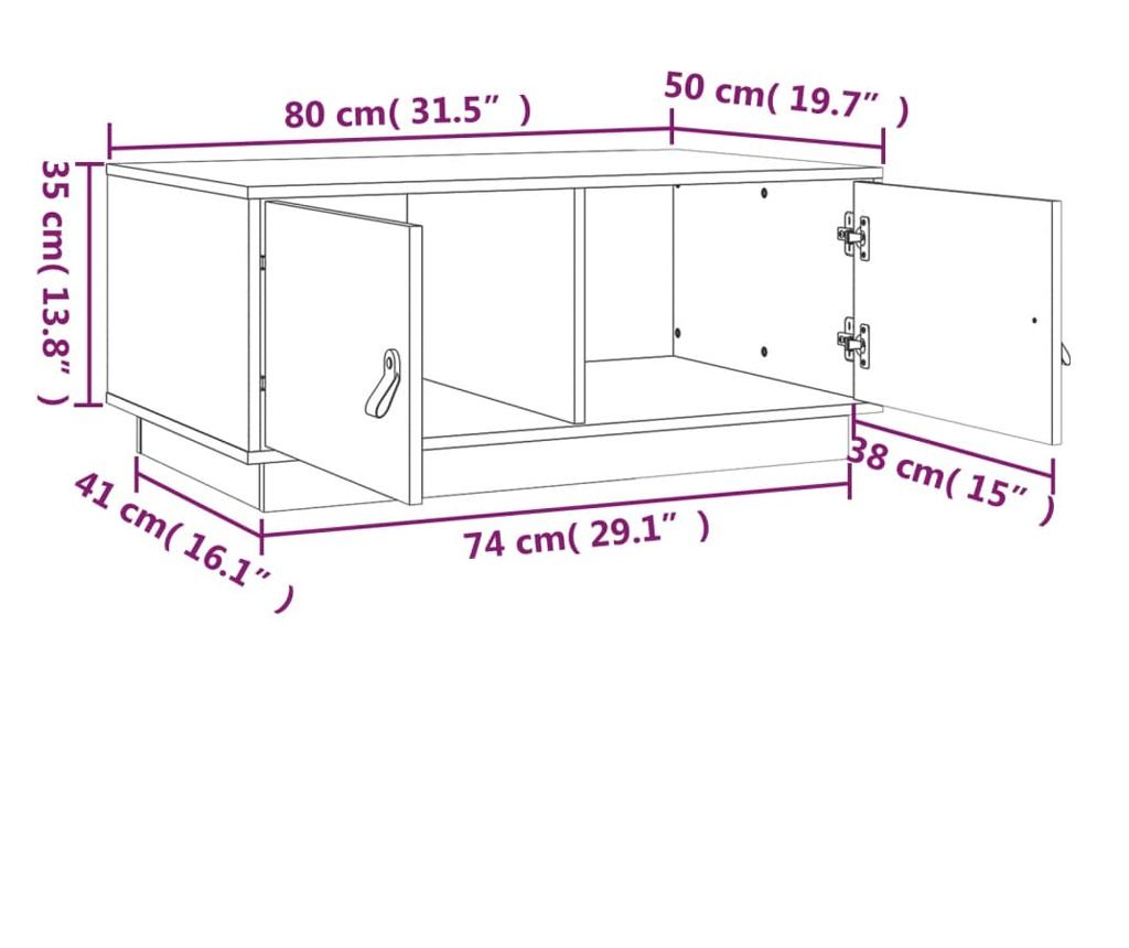 Τραπεζάκι σαλονιού, γκρι, 80x50x35 εκ., από μασίφ ξύλο πεύκου - 10