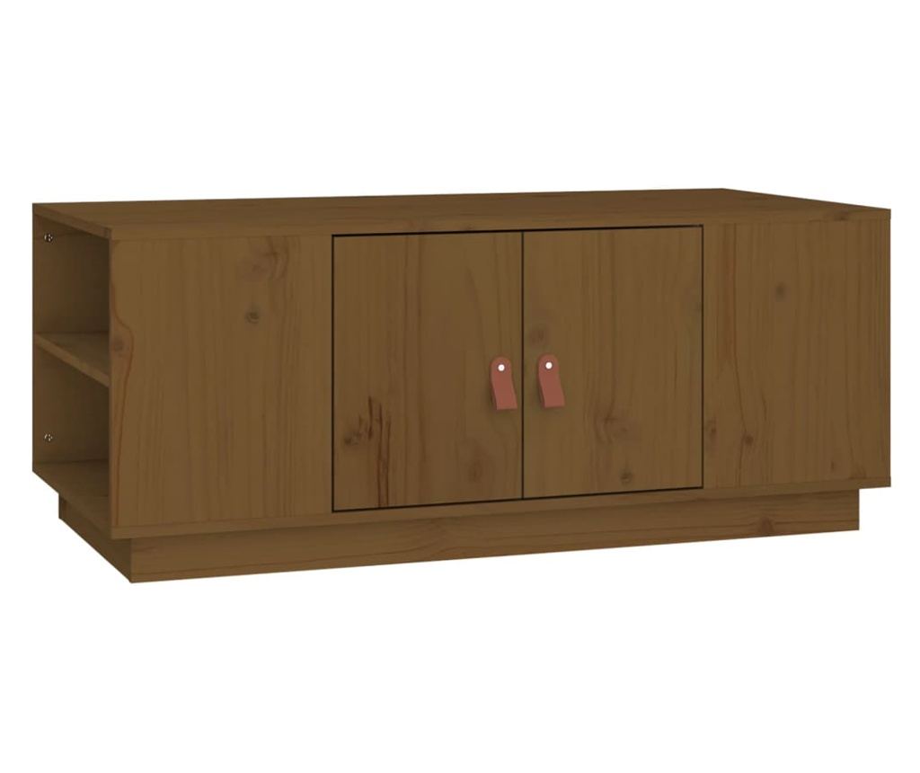Τραπεζάκι σαλονιού, μελί καφέ, 100x50x41 εκ., μασίφ ξύλο πεύκου - 2
