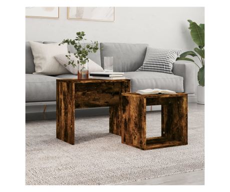 Stolovi za kavu, 2 kom, dimljeni hrast, obrađeno drvo