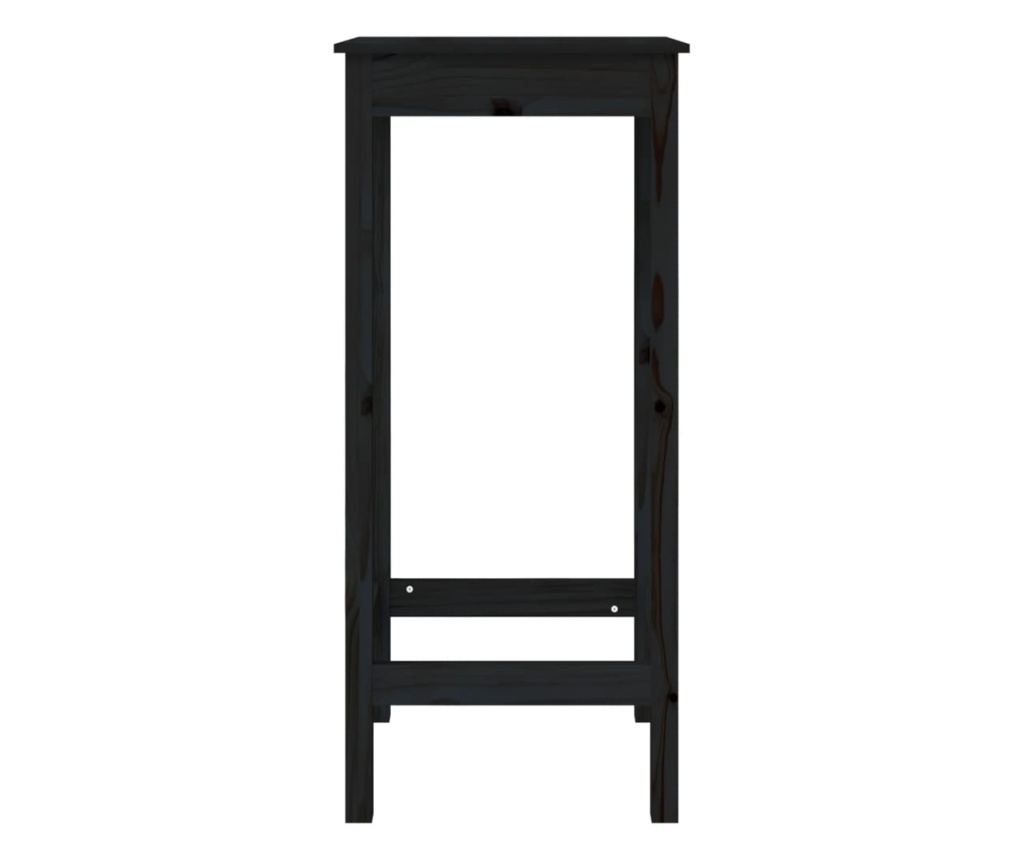 Τραπέζι μπαρ, μαύρο, 50x50x110 εκ., μασίφ ξύλο πεύκου - 3