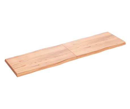 Blat masă, maro, 220x60x6 cm, lemn stejar tratat contur natural