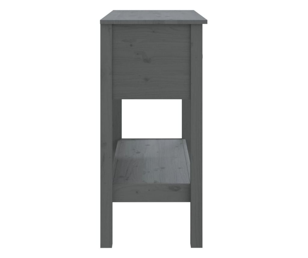 Τραπέζι κονσόλας, γκρι, 75x35x75 εκ., μασίφ ξύλο πεύκου - 8