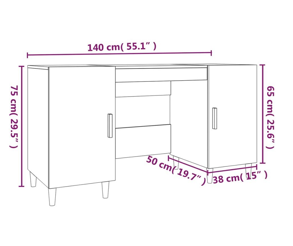 Γραφείο Sonoma Oak, 140x50x75 εκ., Σύνθετο Ξύλο - 9