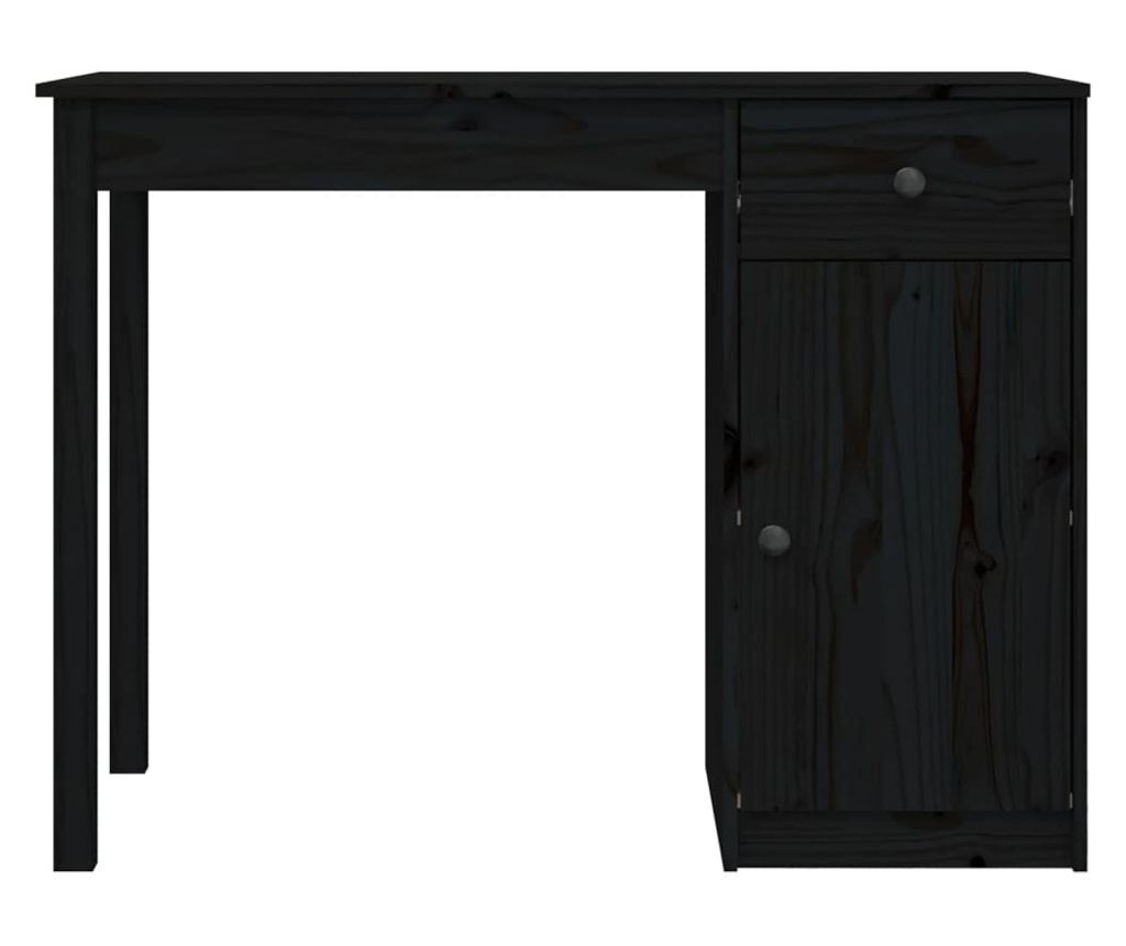 Γραφείο, μαύρο, 100x50x75 εκ., μασίφ ξύλο πεύκου - 6