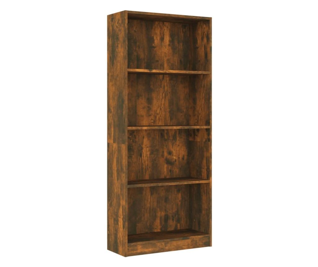 Βιβλιοθήκη 4 Επιπέδων Καπνιστός Δρυς 60x24x142 εκ. από Σύνθετη Ξυλεία - 2