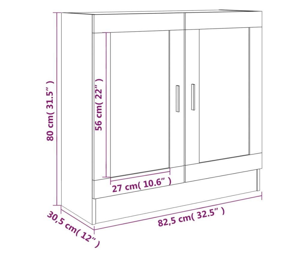 Βιτρίνα, Καφέ Δρυς, 82.5x30.5x80 εκ., Επεξεργασμένο Ξύλο - 9