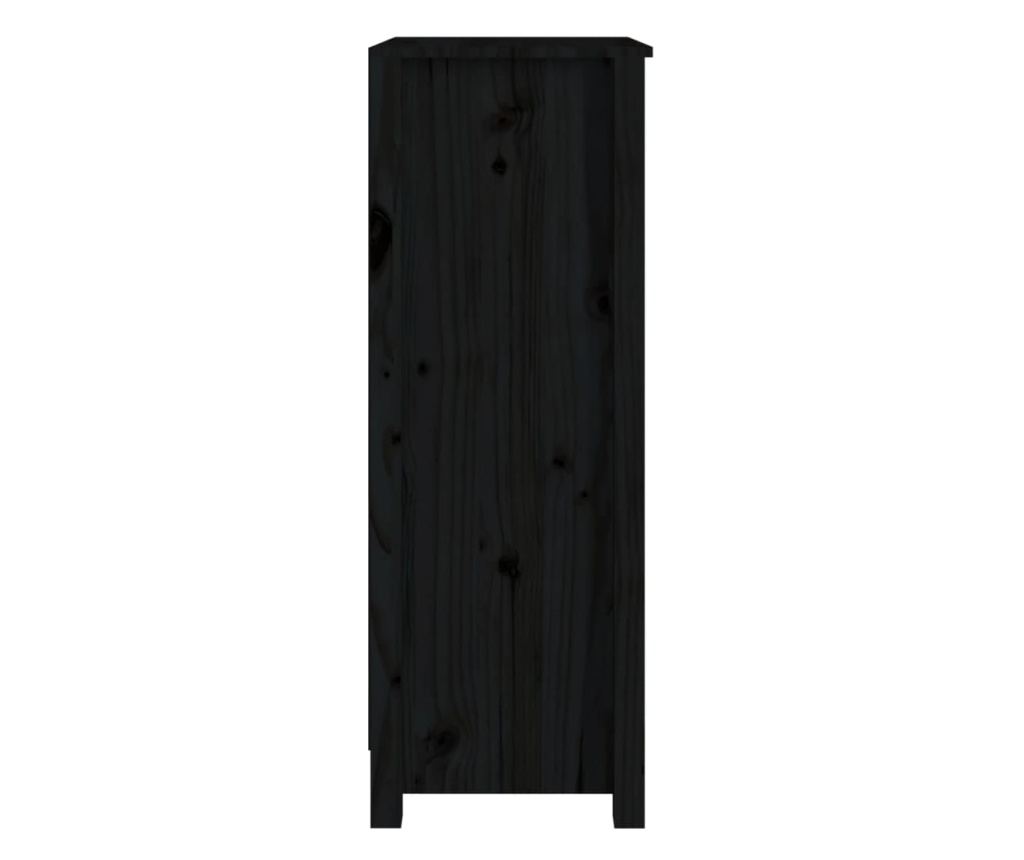 Βιβλιοθήκη, μαύρη, 50x35x97 εκ., μασίφ ξύλο πεύκου - 6