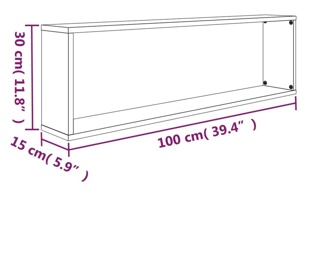 Kocka falipolcok, 4 db, füstölt tölgy 100x15x30 cm fa - 10
