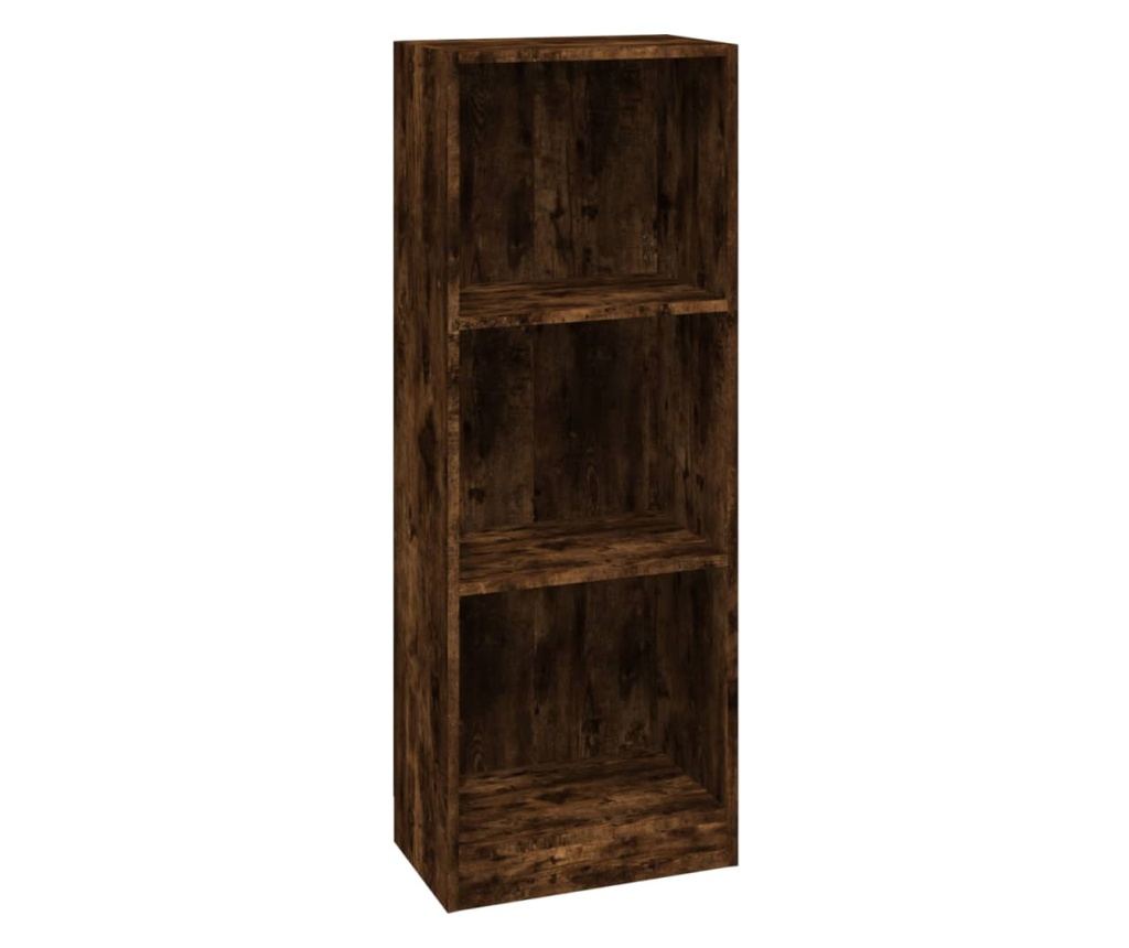 Hromszintes fstlt tlgyfa knyvespolc, 40x24x109 cm, kompozit fa - 2