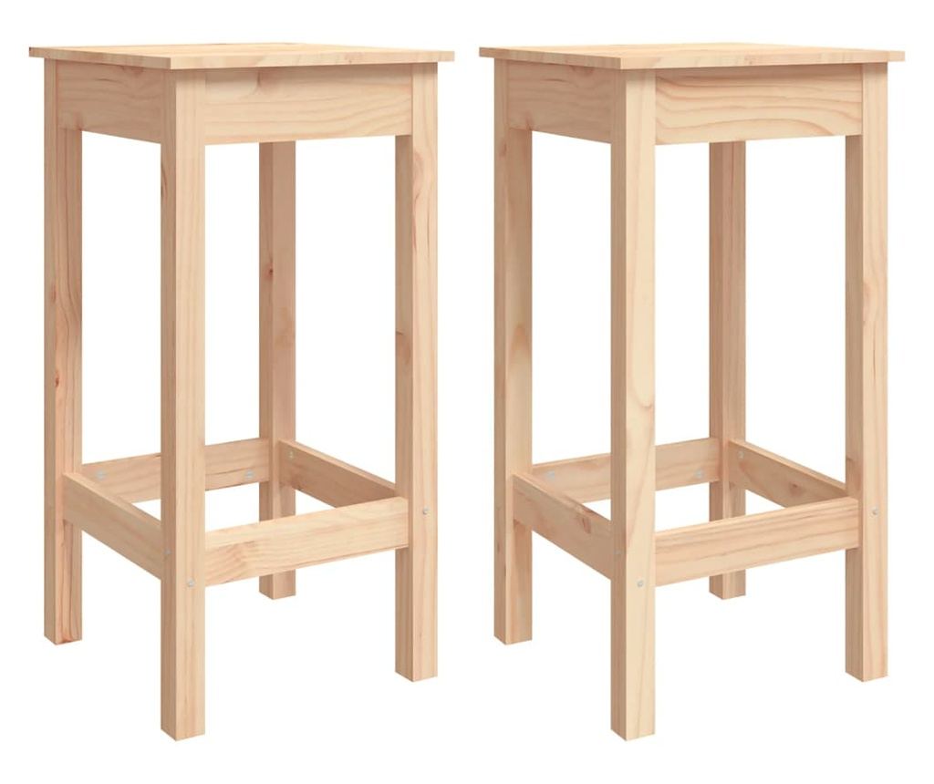 Бар столове, 2 бр., 40x40x78 см, Масивна борова дървесина - 2