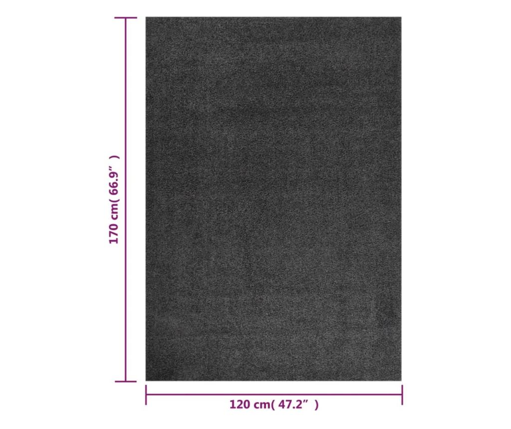 Χνουδωτό Χαλί, Μακριά Τρίχα, Ανθρακί, 120x170 εκ. - 7