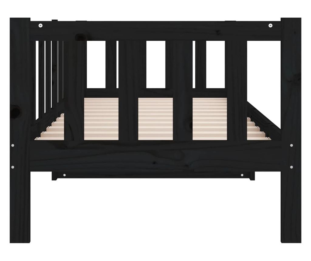 Daybed, Μαύρο, 90x190 εκ., Μασίφ Ξύλο Πεύκου - 9