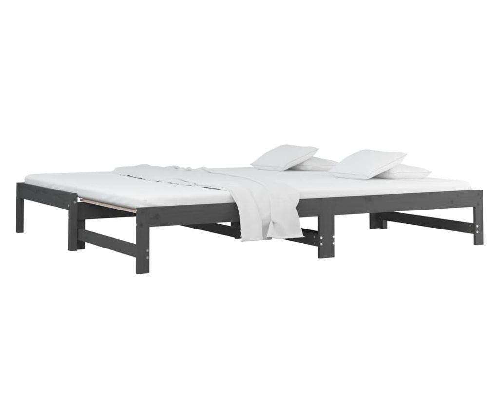 Επεκτεινόμενος Καναπές-Κρεβάτι Γκρι 2x(80x200) εκ. Μασίφ Ξύλο Πεύκου - 3