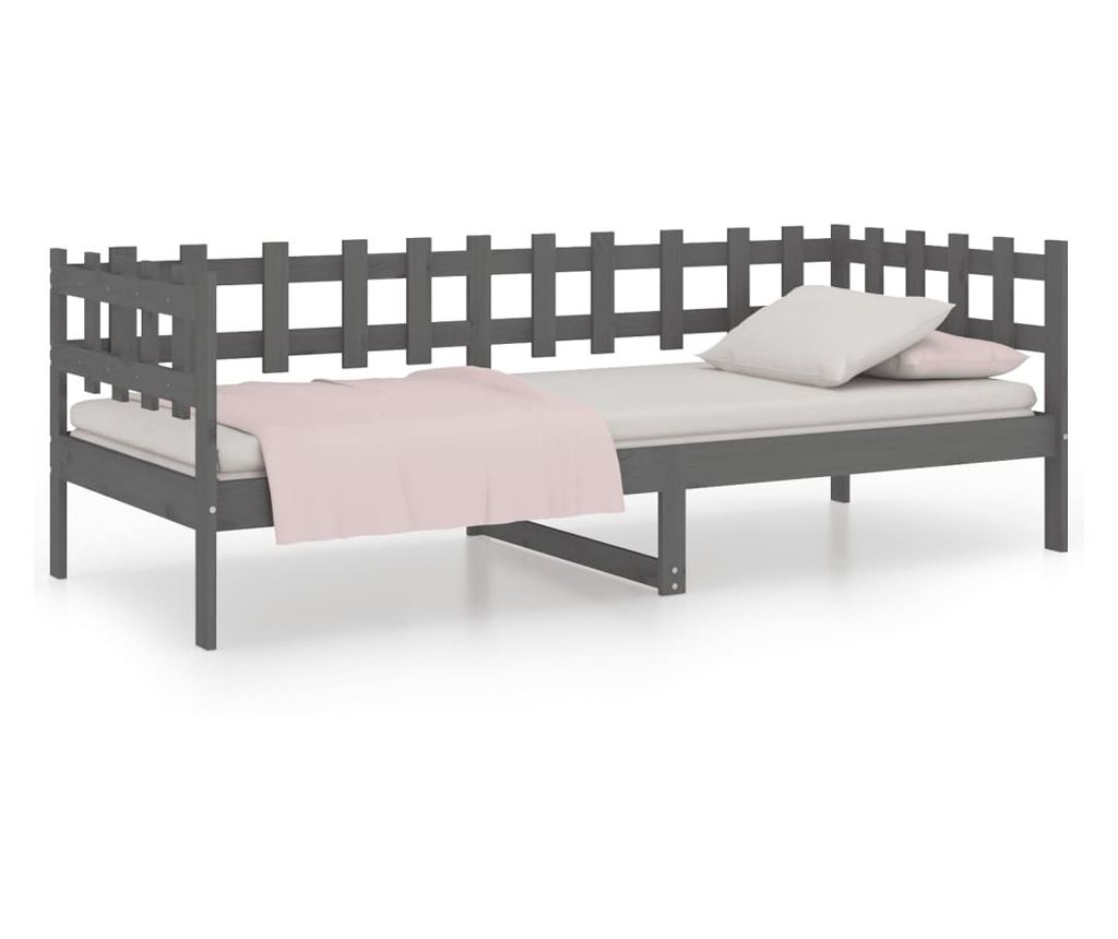 Daybed, Γκρι, 80x200 εκ., Μασίφ Ξύλο Πεύκου - 2