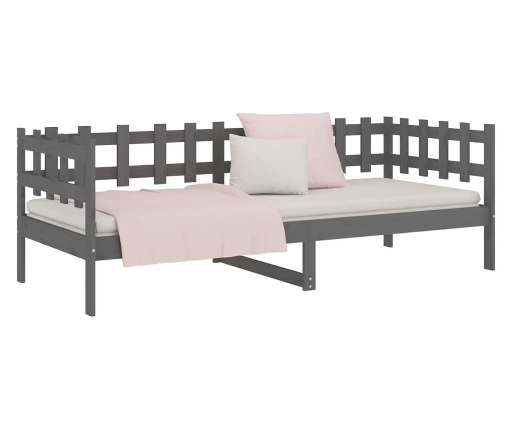 Daybed, Γκρι, 90x200 εκ., Μασίφ Ξύλο Πεύκου - 6