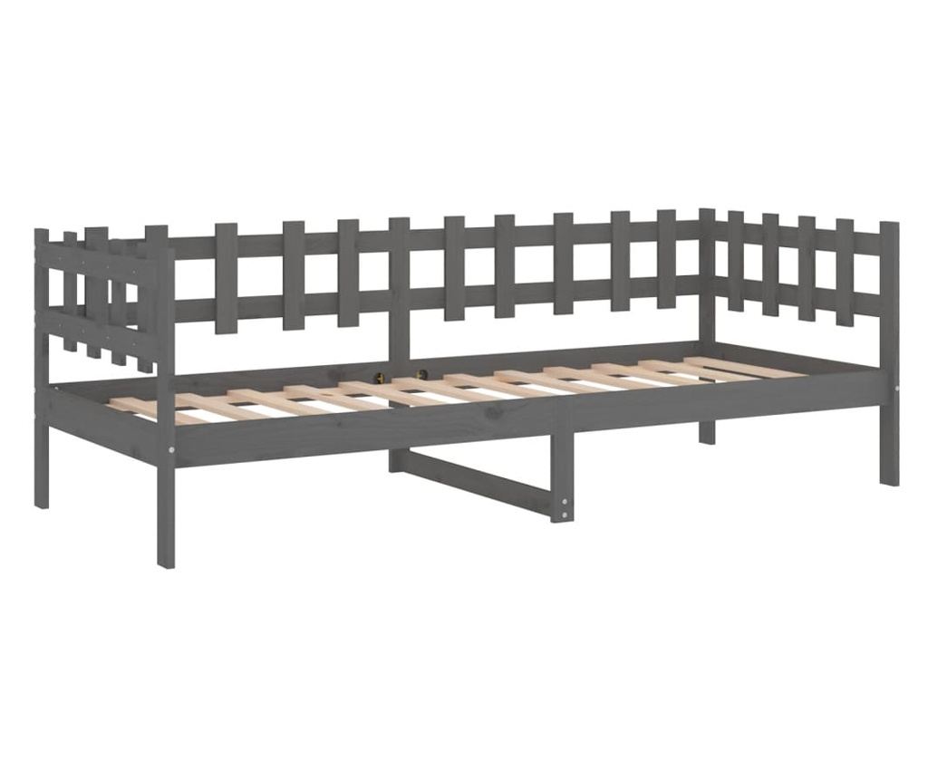 Daybed, Γκρι, 90x200 εκ., Μασίφ Ξύλο Πεύκου - 7
