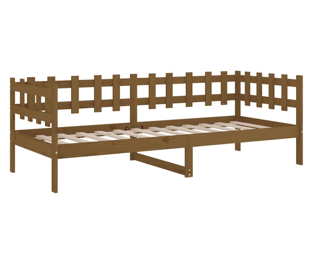 Κρεβάτι Ημέρας, Μελί Καφέ, 90x200 εκ., Μασίφ Ξύλο Πεύκου - 7