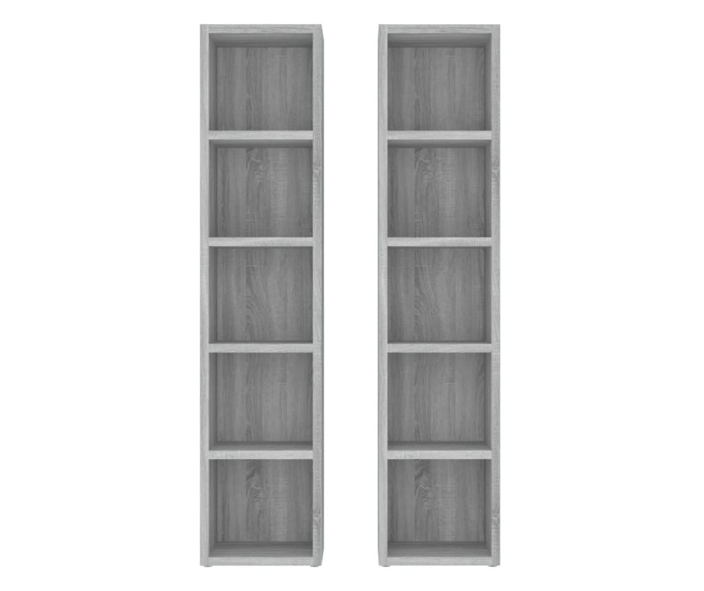 Ντουλάπια CD 2 τεμ. Sonoma Γκρι 21x16x93,5 εκ. Επεξεργασμένο Ξύλο - 4