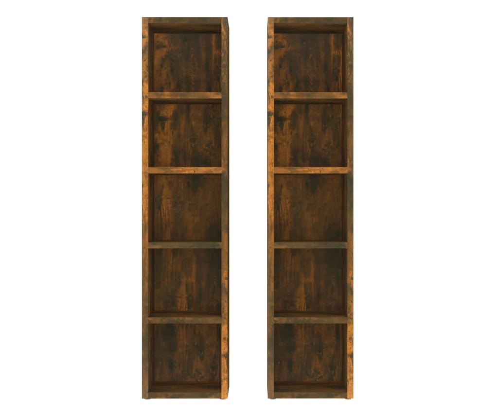 Ντουλάπι CD 2 τεμάχια καπνιστή δρυς 21x16x93,5 εκ. επεξεργασμένο ξύλο - 4