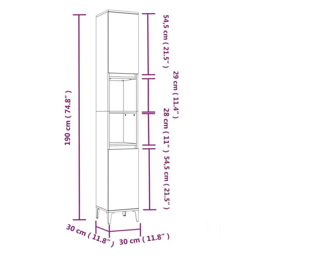 Мебелен комплект за баня, 3 части, Сонома сиво, Инженерна дървесина - 10