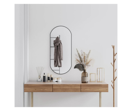Oglindă de perete, negru, 90x40 cm, ovală
