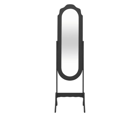 Oglindă independentă, negru, 45,5x47,5x160 cm, lemn compozit
