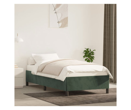 Cadru de pat, verde închis, 90x190 cm, catifea