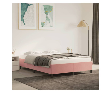 Cadru de pat, roz, 140x200 cm, catifea