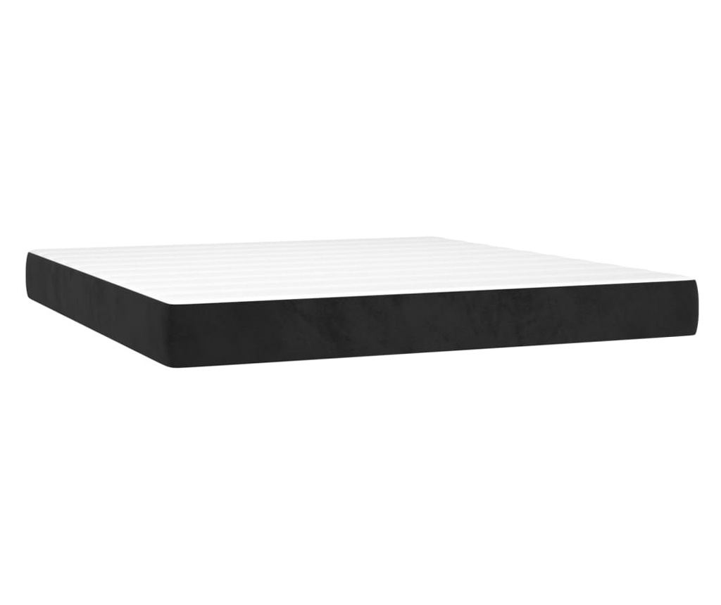 Пружинно легло с матрак и LED, черно, 180x200 см, кадифе - 6